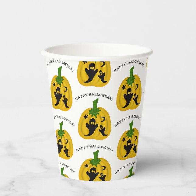 Kürbis und Geister Pappbecher (Vorderseite)
