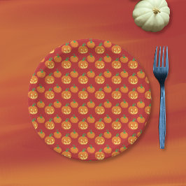 Kürbis und Jack-o-Lantern Muster Halloween Pappteller
