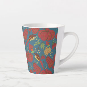 Kürbis und Karotte nahtlos Muster rot und blau Milchtasse