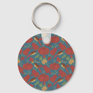 Kürbis und Karotte nahtlos Muster rot und blau Schlüsselanhänger