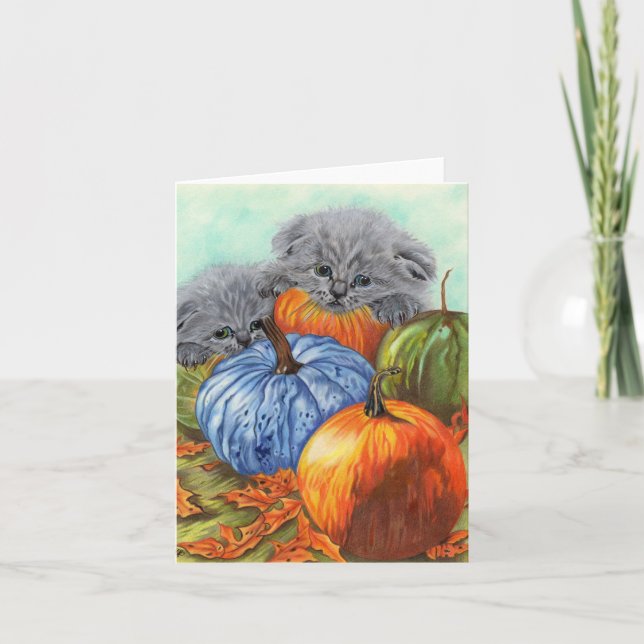 Kürbis und Kätzchen-Karte Einladung (Vorderseite)