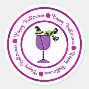 Kürbis- und Purple Witch Cocktail Frohes Halloween Runder Aufkleber