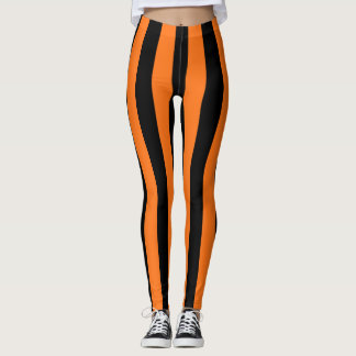 Kürbis und schwarze große vertikale Streifen Leggings