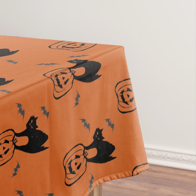 Kürbis und Schwarze Katze Halloween Tablecloth Tischdecke (Beispiel)