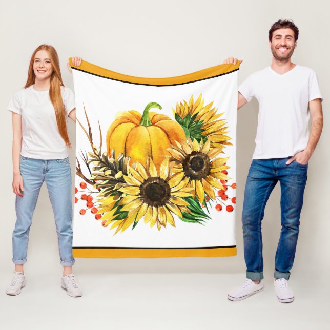 Kürbis und Sonnenblumen Herbst Fleecedecke (Beispiel)