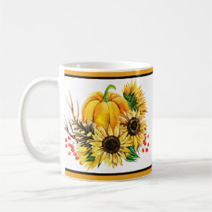 Kürbis und Sonnenblumen Herbst Kaffeetasse