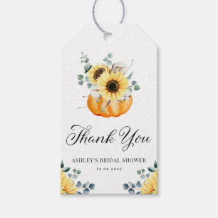 Kürbis- und Sonnenblumen-Hochzeitsdusche Danke sch Geschenkanhänger