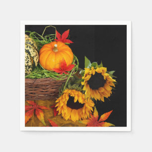 Kürbis und Sonnenblumen Serviette