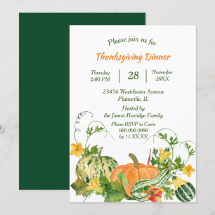 Kürbis und Squash Bounty Erntedank Dinner Einladung