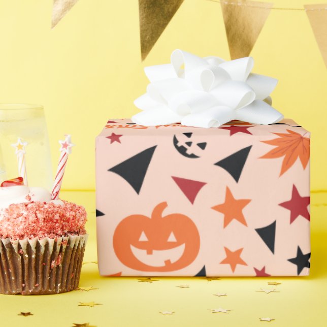 Kürbis und Stars Halloween Wrapping Paper Geschenkpapier (Geburtstagsparty)