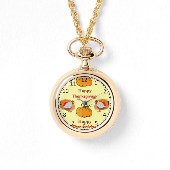 Kürbis und Truthühner aus Erntedank Armbanduhr (Vorderseite)