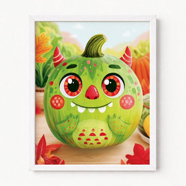 Kürbis verkleidet als grünes Monster Poster (Pumpkin Disguised as Green Monster Poster)