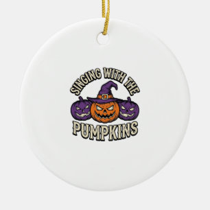 Kürbis-Weihnachtslieder-Shirt Vintage-Halloween-Ch Keramik Ornament