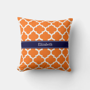 Kürbis Wht Moroccan #5 Navy Blau Name Monogramm Kissen