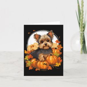 Kürbis Yorkie Hund Halloween Erntedankfest Karte