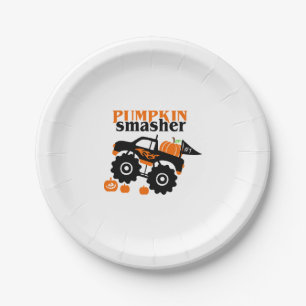 Kürbis-Zerstörer Jungen Halloween Monster Truck Pappteller