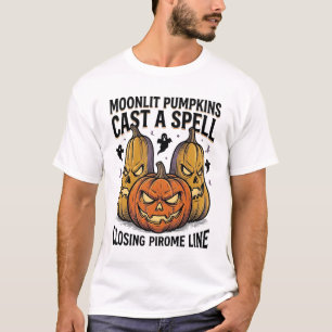 Kürbis-Zitat Halloween Mondbeschienen Jack O Lante T-Shirt