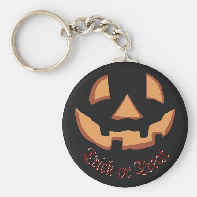 Kürbis zu Halloween im Schwarzen Schlüsselanhänger (Vorne)