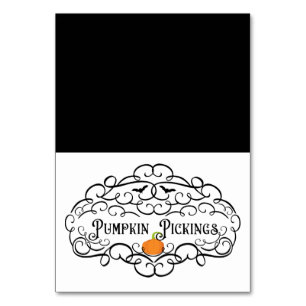 Kürbisauswahl Vintage-Halloween-Essensstand Tischnummer