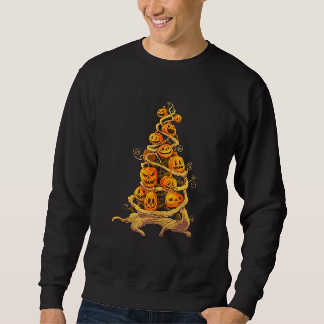 Kürbisbaumfleck Jackolantern Herbst Herbst Hallow Sweatshirt (Vorderseite)