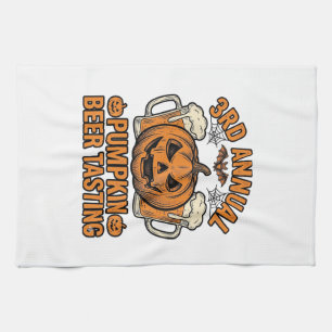 Kürbisbier-Verkostung Vintage-Halloween-Shirt-Desi Geschirrtuch