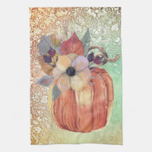 Kürbisblumen und Spitzen fallen elegantes orangefa