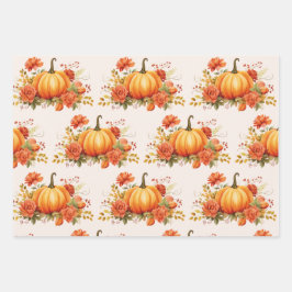 Kürbisblütenblätter Herbstblätter Fall Baby Dusche Geschenkpapier Set