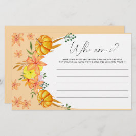 Kürbisbogen Wer bin ich Brautparty Briefpapier