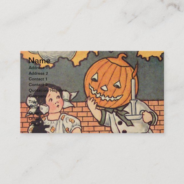 Kürbisboy (Vintage Halloweenkarte) Visitenkarte (Vorderseite)