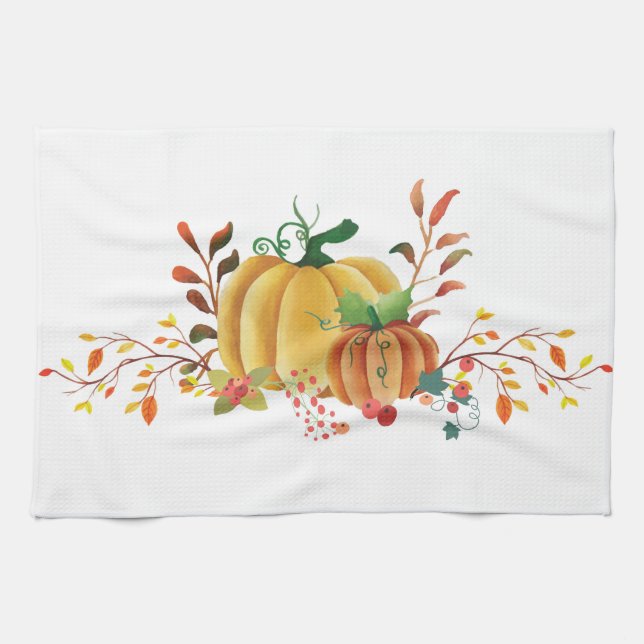 Kürbisdesign für Erntedank Geschirrtuch (Horizontal)
