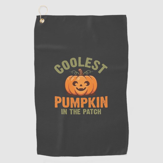 Kürbisdesign Halloween Patch Golfhandtuch (Vorderseite)
