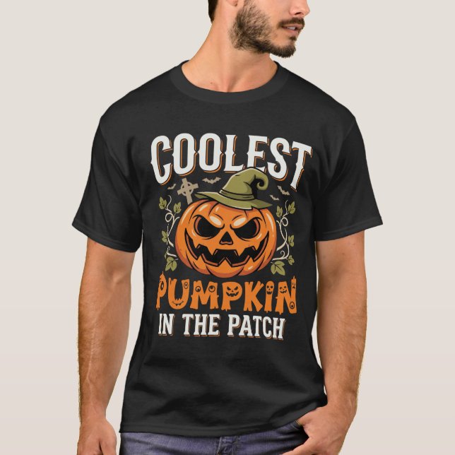 Kürbisdesign Halloween Patch T-Shirt (Vorderseite)
