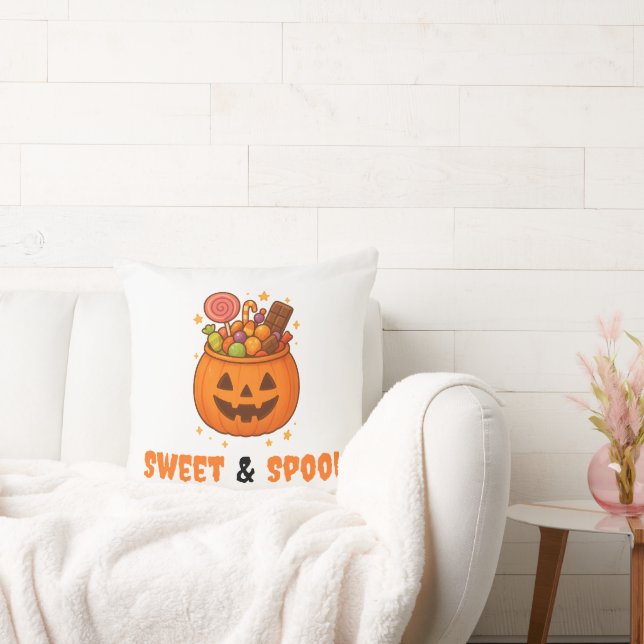 Kürbiseimer voll süß - Halloween Kissen (Liege)