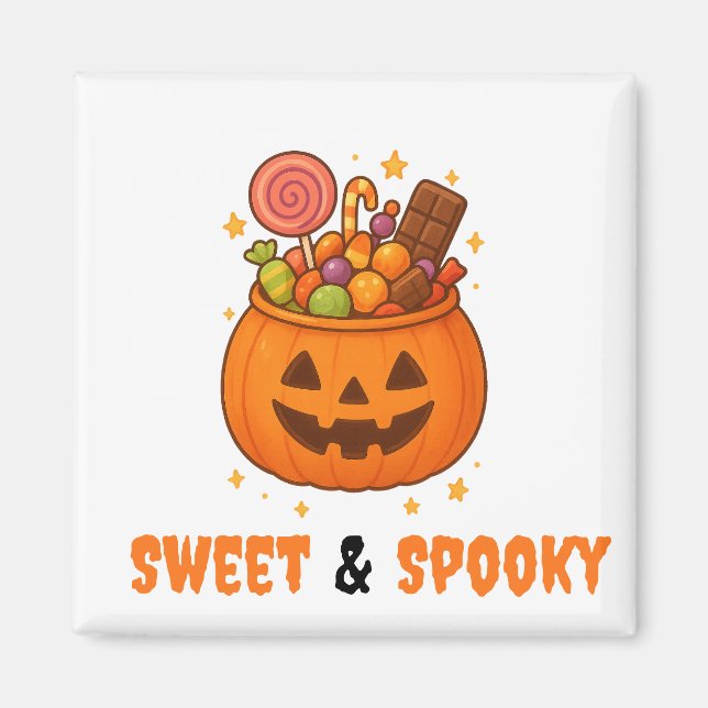 Kürbiseimer voll süß - Halloween Magnet (Vorne)
