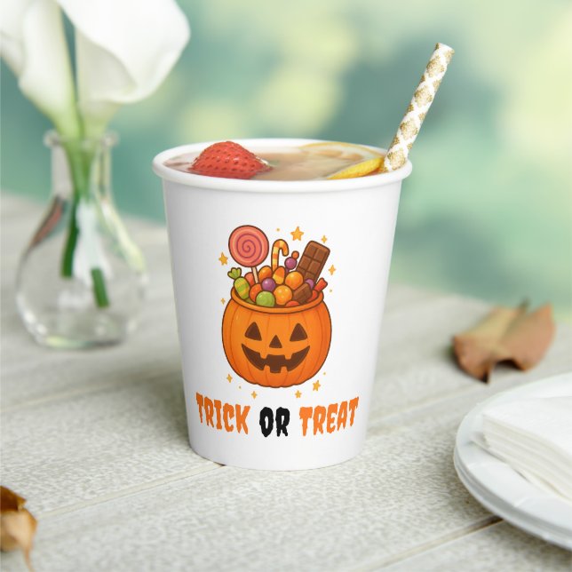 Kürbiseimer voll süß - Halloween Pappbecher (In Situ)