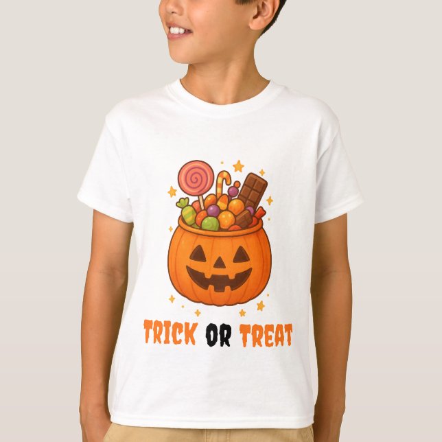Kürbiseimer voll süß - Halloween T-Shirt (Vorderseite)
