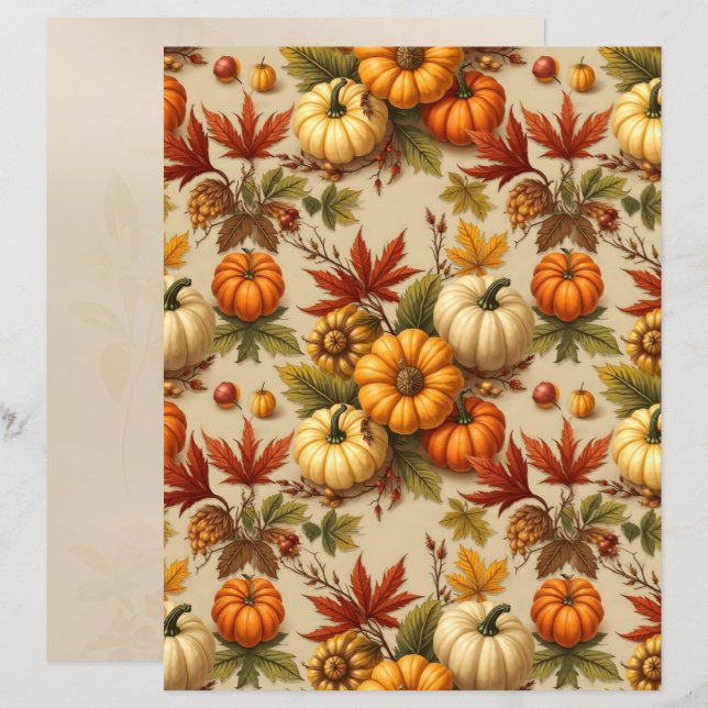 Kürbisernte Scrapbook Papier (Vorne/Hinten)