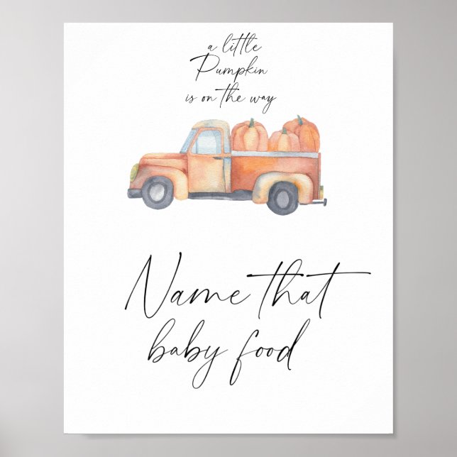 Kürbisfahrzeug - Name dieses Babynahrungsmittel Poster (Vorne)