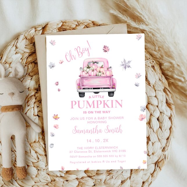 Kürbisfall Baby Dusche Rosa Bugcoquette Einladung (Von Creator hochgeladen)