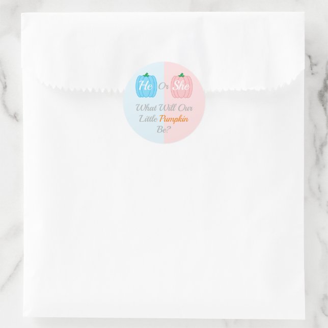 Kürbisfall-Genderoffenbarung Runder Aufkleber (Tasche)