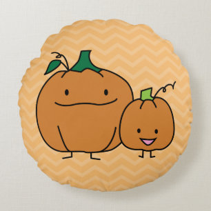 Kürbisfamilienelternteil-KindErntedank Halloween Rundes Kissen
