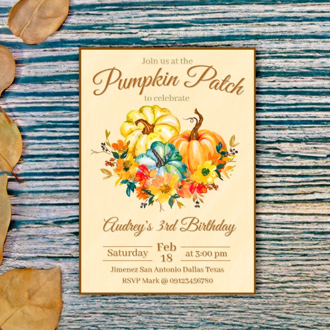 Kürbisfeld-Geburtstag Einladung (Pumpkin Patch Birthday Invitation)