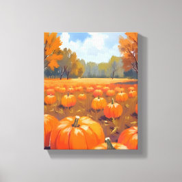Kürbisfeld Herbst Aquarellmalerei Leinwanddruck