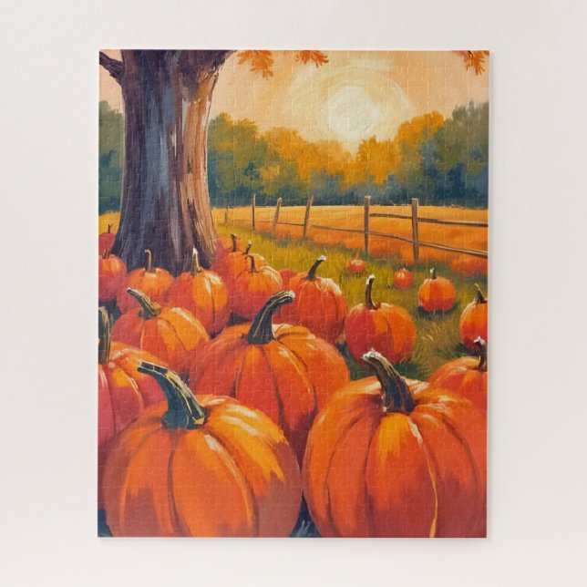 Kürbisfeld | Herbst Orange Wasserfarbe Herbst (Vertikal)