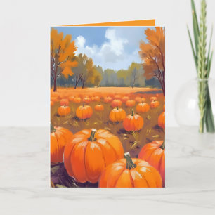 Kürbisfeld Herbst Thanksgiving Wasserfarbe Karte