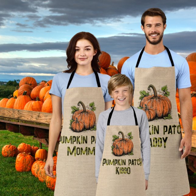 Kürbisfeld-Kind-Halloween-Faux-Jute  Schürze (3 sizes available, personalize text to your message or name!)