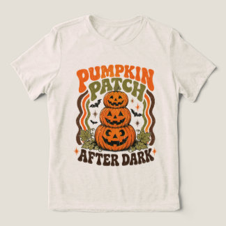 Kürbisfeld nach Mitternacht Retro-Halloween-Kürbis Tri-Blend Shirt
