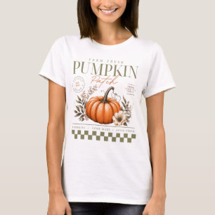 Kürbisfeld rustikale gemütliche herbstliche floral T-Shirt