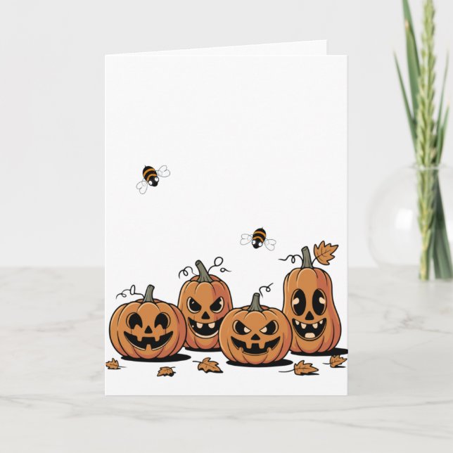 Kürbisfeld-Summen – Busy Busy Bee Halloween-Karte Karte (Vorderseite)