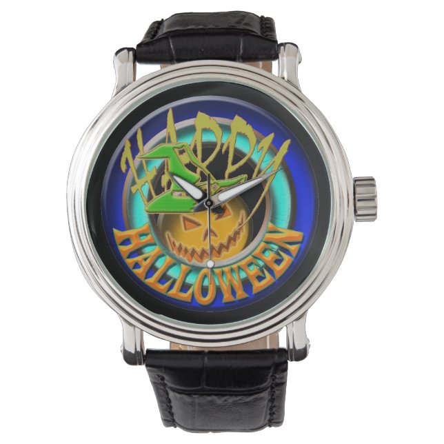 Kürbisfröhlicher halloween-Urlaub Armbanduhr (Vorderseite)